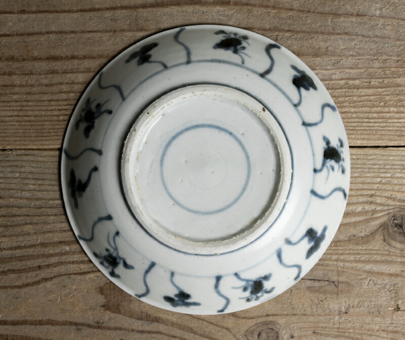 皿□古い安南染付時代物 青華 中鉢 唐草Quách Văn Quyết 皿□