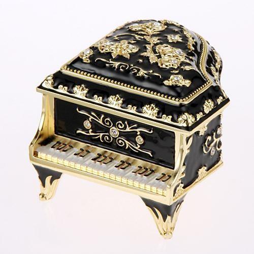 アンチモニーピアノ宝石箱オルゴール ブラック : インテリア雑貨LeMode