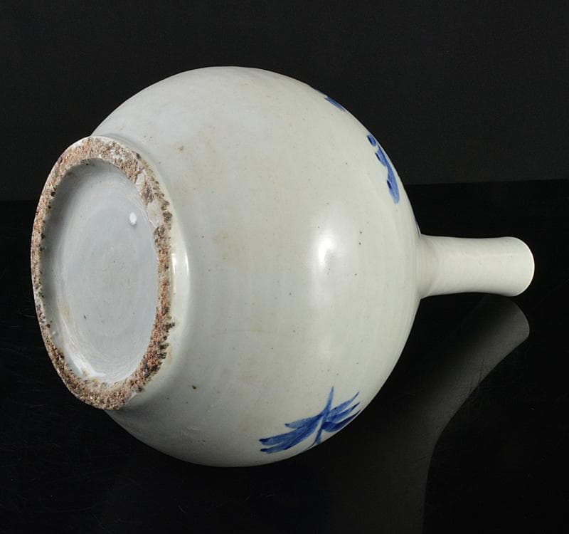 朝鮮美術 李朝 高麗白磁 染付 花文 鶴首瓶 V R4764C