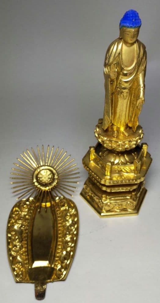 阿弥陀如来 木彫り仏像 純金箔押